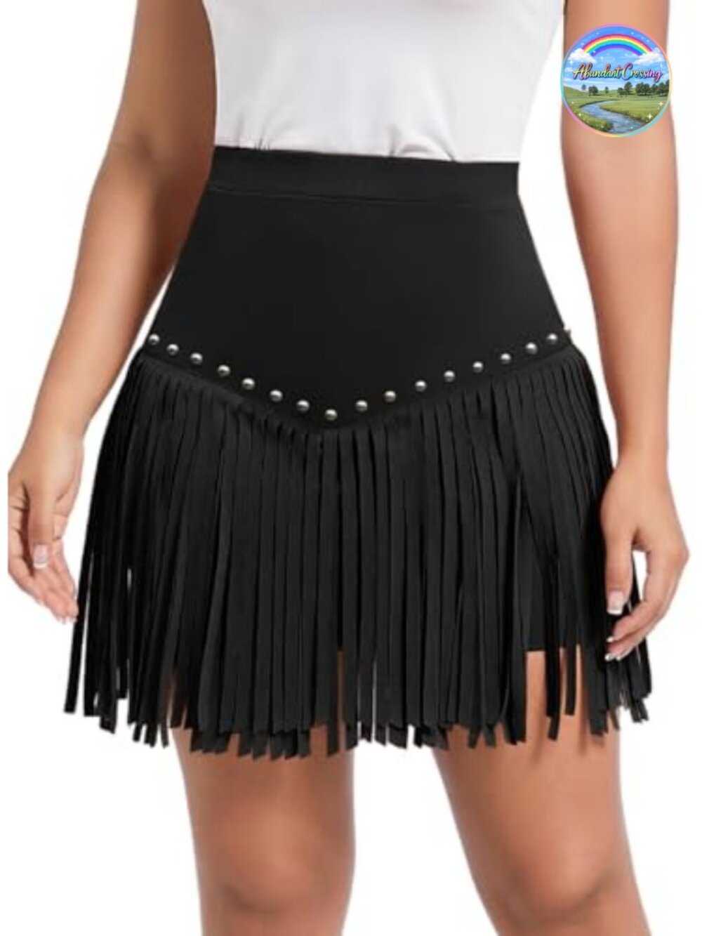 Women's High-Waisted Fringe Skirt Western Cowgirl Rodeo Festival Bottom